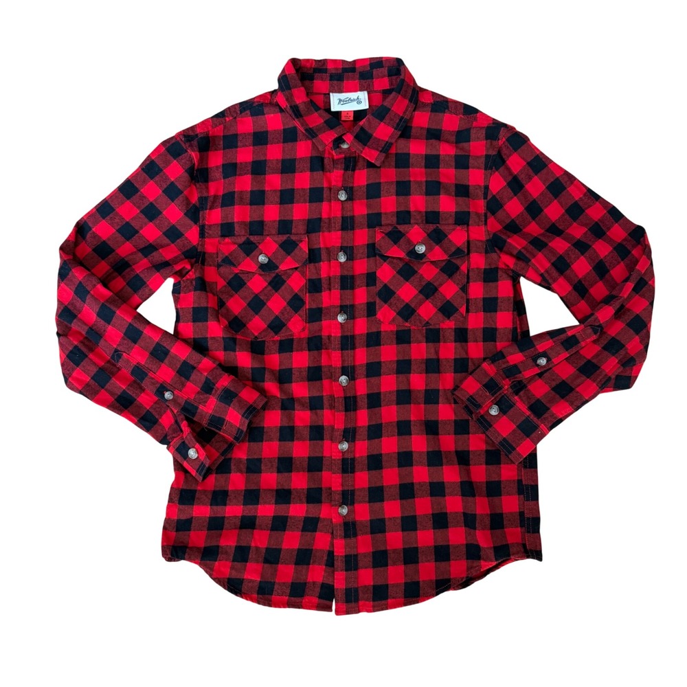 Woolrich Red Black Buffalo Plaid Flannel Long Sleeve‎ Shirt Mens Small Classic